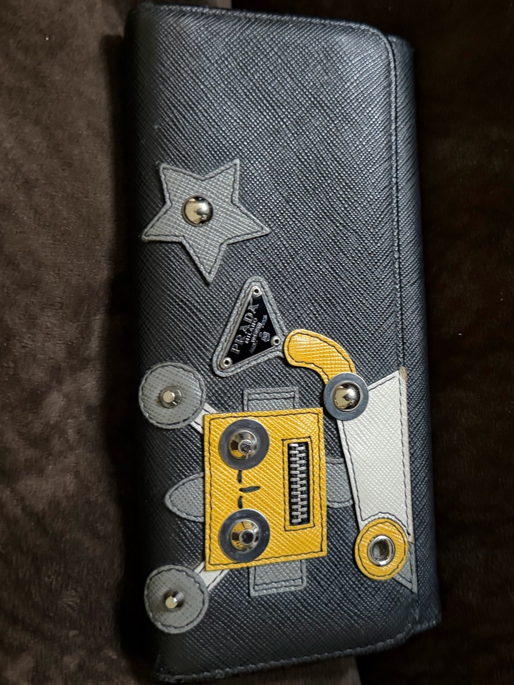 Prada Robot Black Saffiano Leather Wallet
